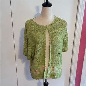 Vintage Green Crochet Women's Sweater